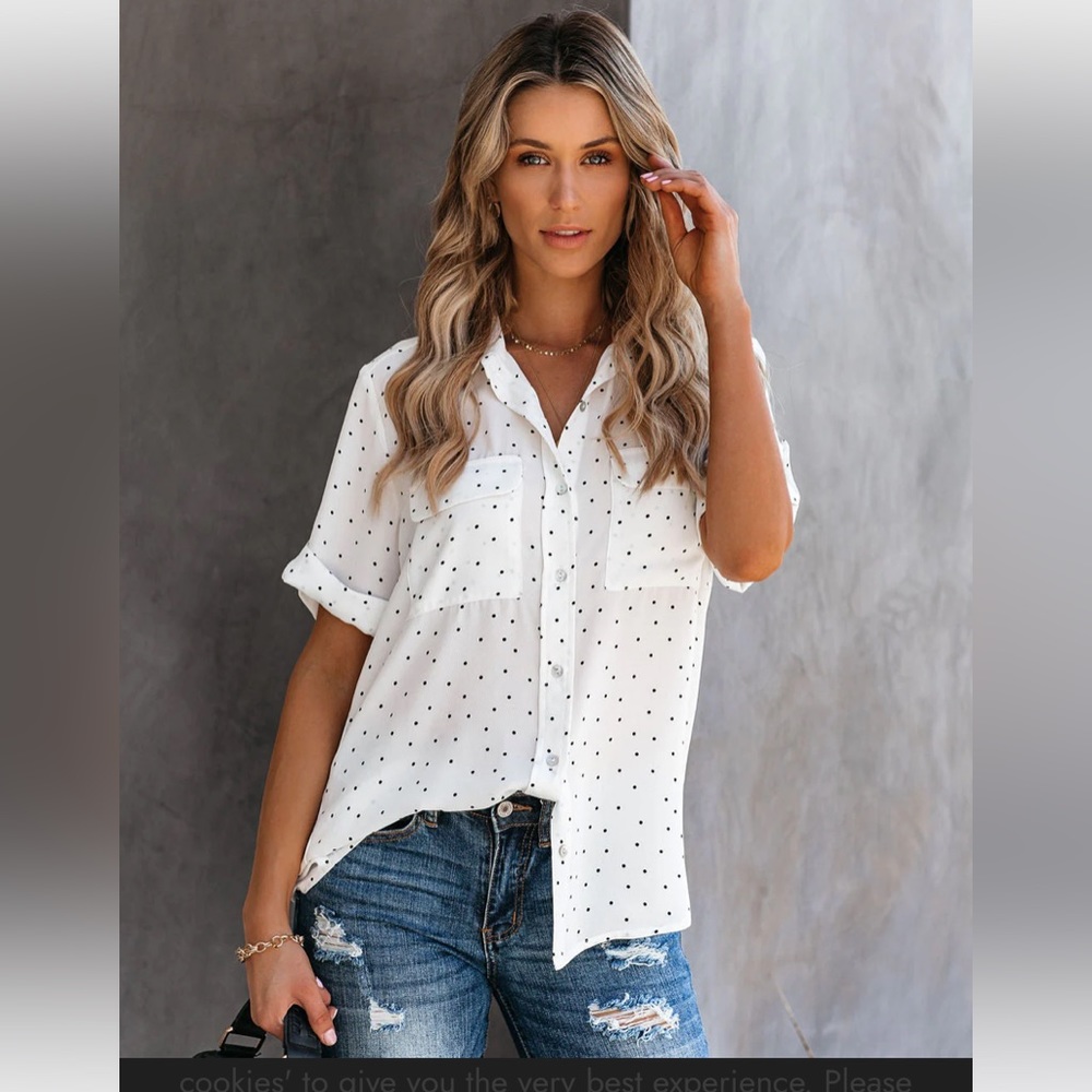 Rocco Button Down Polka Dot Blouse